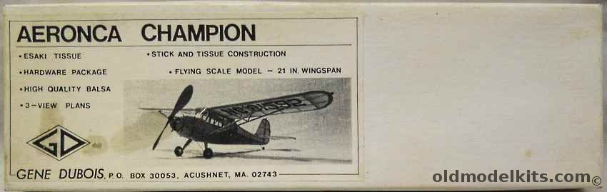 Gene Dubois Aeronca Champion - 21 Inch Wingspan Scale Rubber Powered Flyer, R-25 plastic model kit